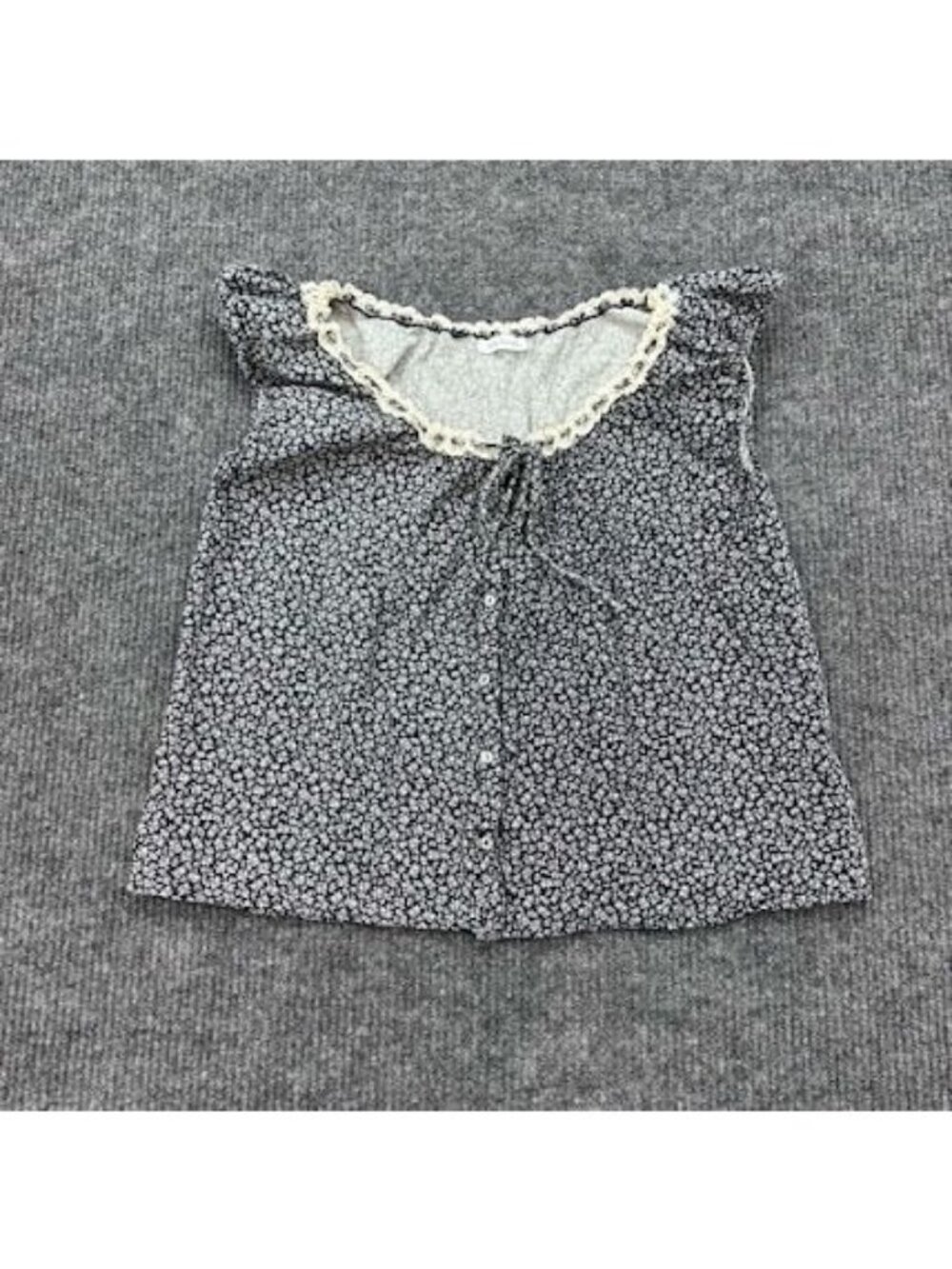 Neuflora Floral Cottagecore Blouse Cap Sleeve Ditsy Floral Button Up Womens XL